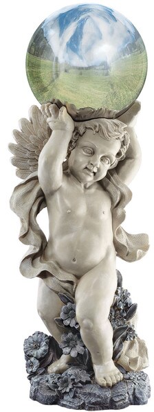 Garden Cherub Gazing Globe Sculpture